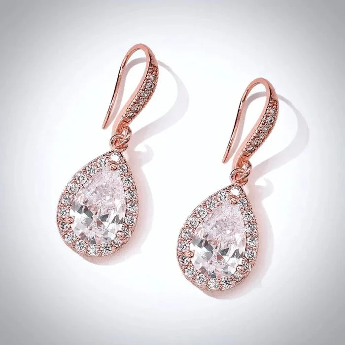 Wedding Jewelry - Cubic Zirconia Bridal Earrings - Available in Silver, Rose Gold and Yellow Gold