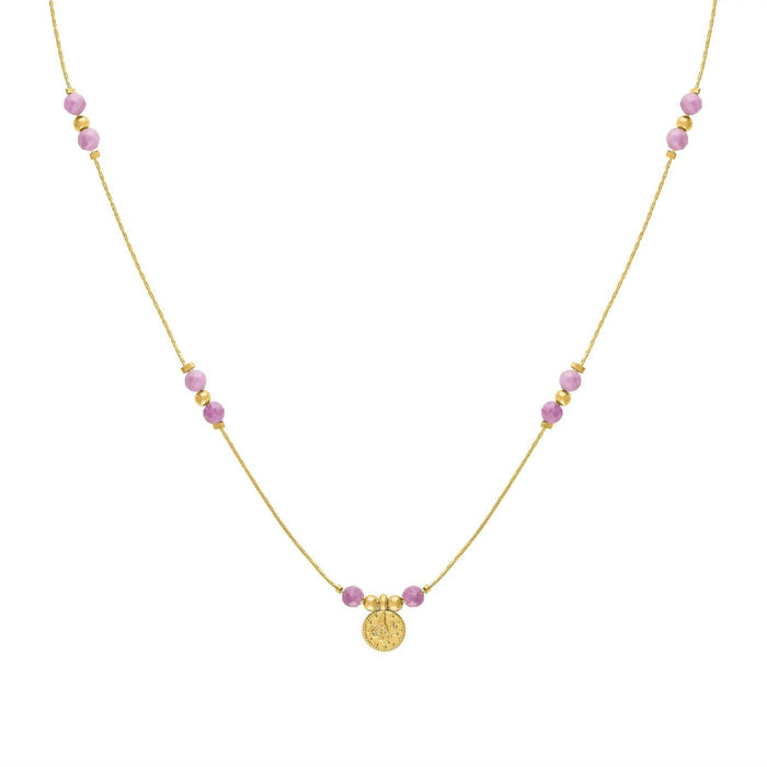 Journey Phosphosiderite Gemstone Coin Necklace - BTK COLLECTIONS
