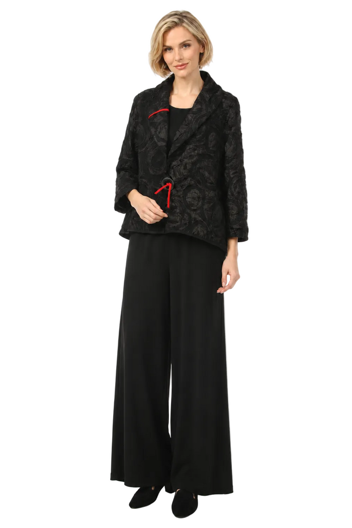 Just In! Dressy Jacquard High-Low Jacket in Black- 4207