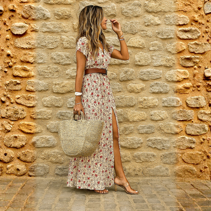 Justine™ – Robe longue bohème fluide avec ceinture