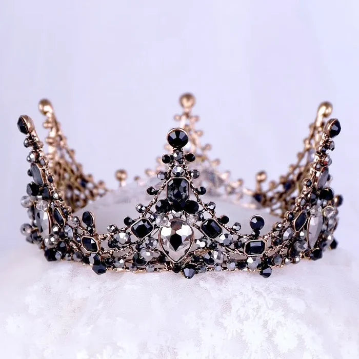 Wedding Hair Accessories - Victorian Gothic Black Bridal Crown Tiara