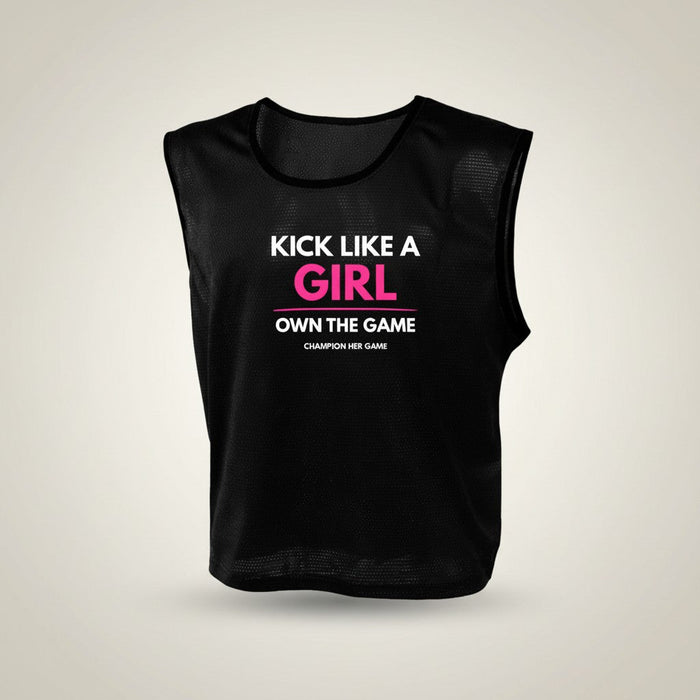 Kick Like a Girl Training Bib – Girls Team & School Sport - Champion Her Game