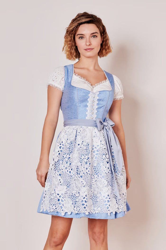 Kruger Mini Dirndl 2pcs. 50cm "Shania" blue (size 30)