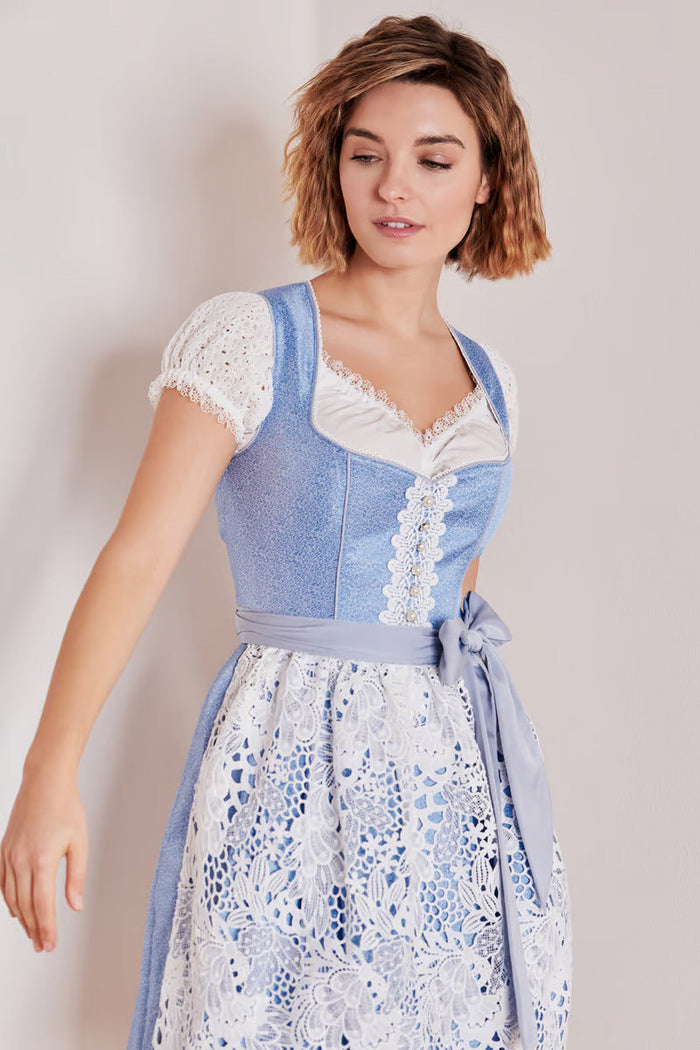 Kruger Mini Dirndl 2pcs. 50cm "Shania" blue (size 30)