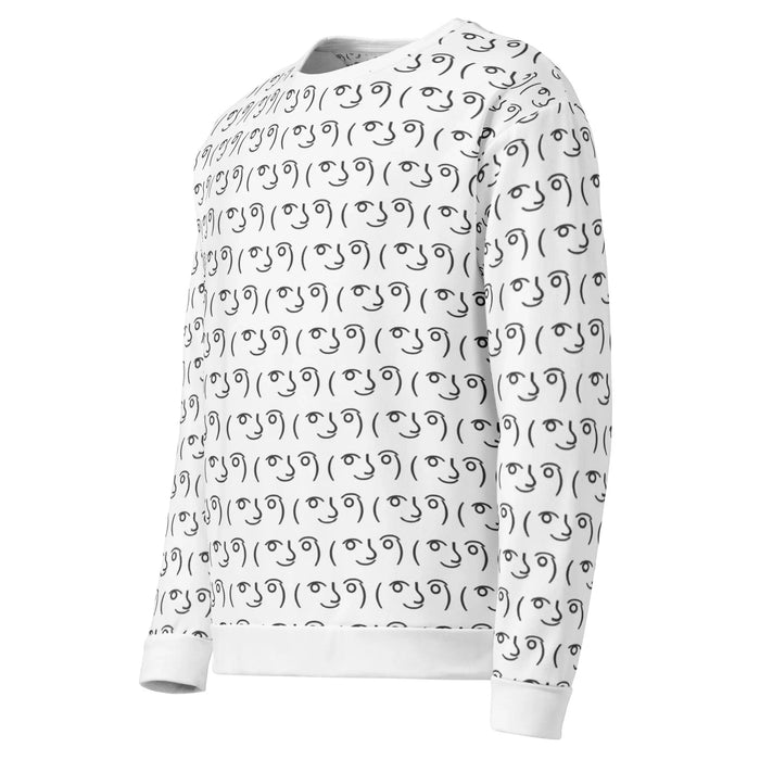 Lenny Face Sweatshirt in Monochromatic Digital White. OEKO-TEX® 100, REACH Compliant, GRS Certified.