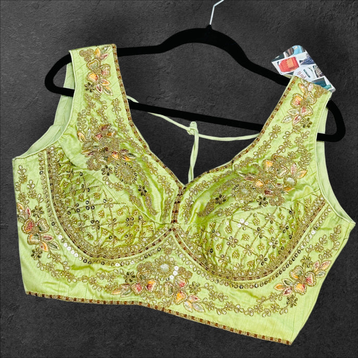 Light green silk blouse - Kurti Connection USA