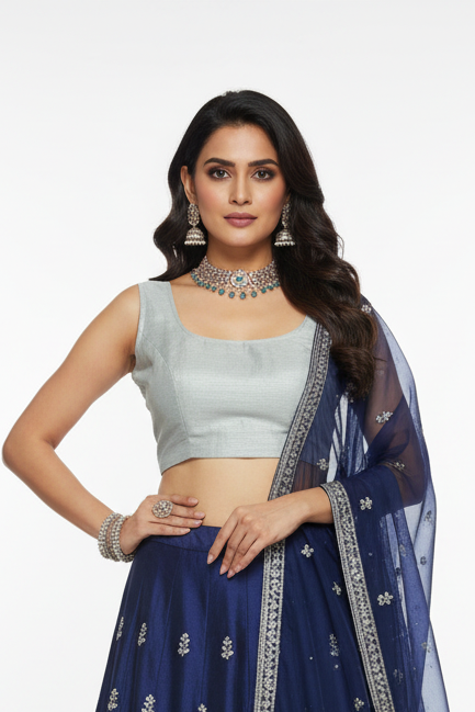 Light grey / silver grey blouse by Kurti Connection USA