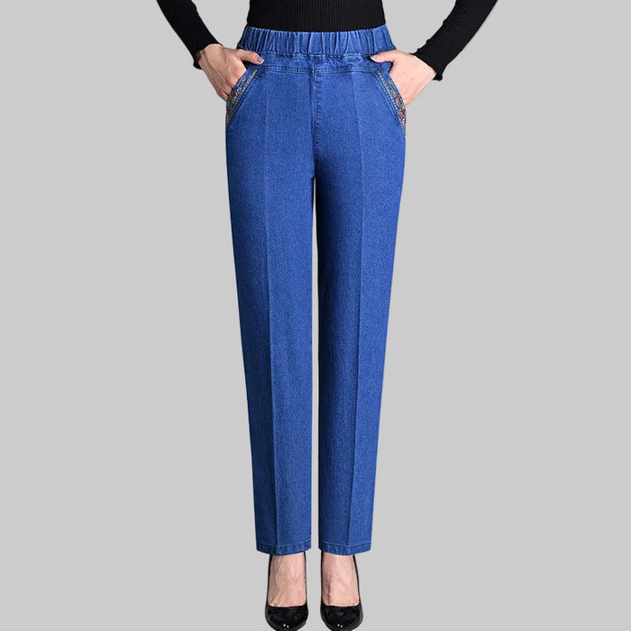 Lina | Women's Jeans with Side Pockets and Elastic Waist