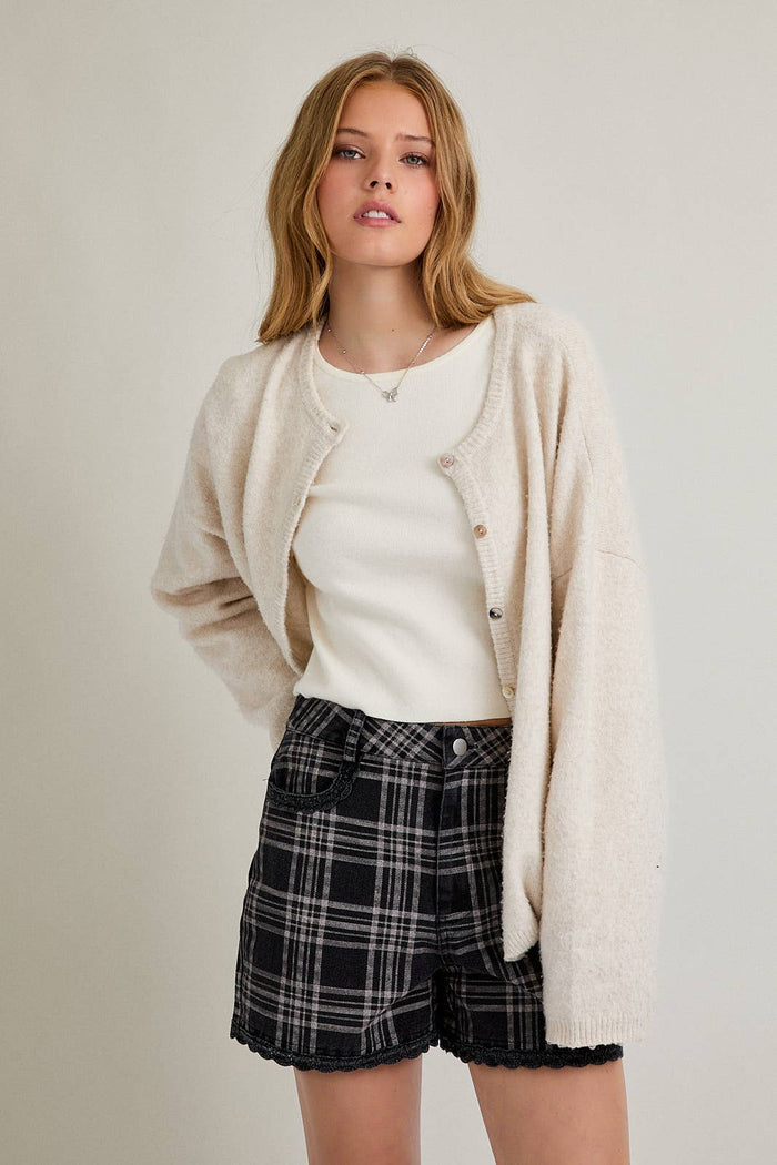 Long Sleeve Crew Neck Sweater Cardigan