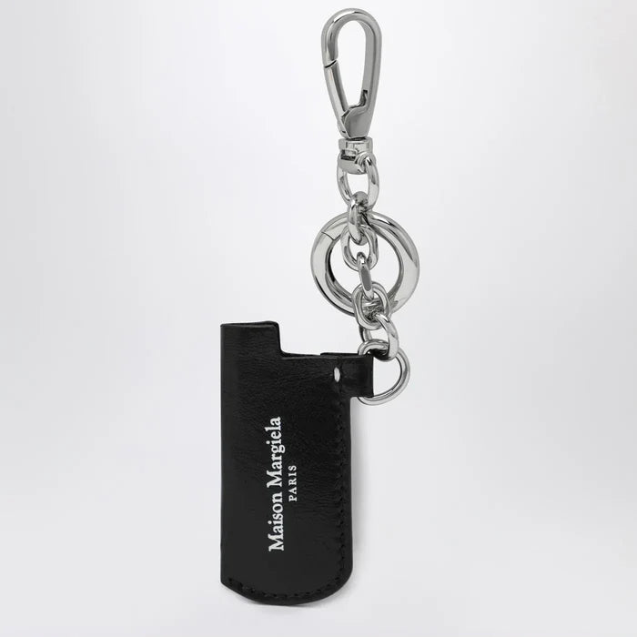 Maison Margiela - Black leather key holder with logo Brand Apparel & Accessories TU