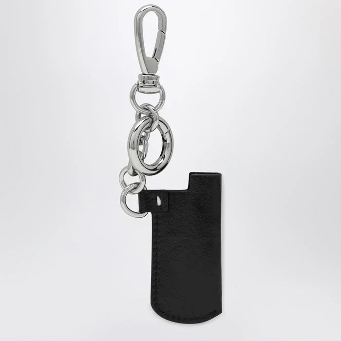 Maison Margiela - Black leather key holder with logo Brand Apparel & Accessories TU