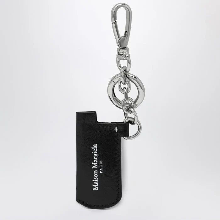 Maison Margiela - Black leather key holder with logo