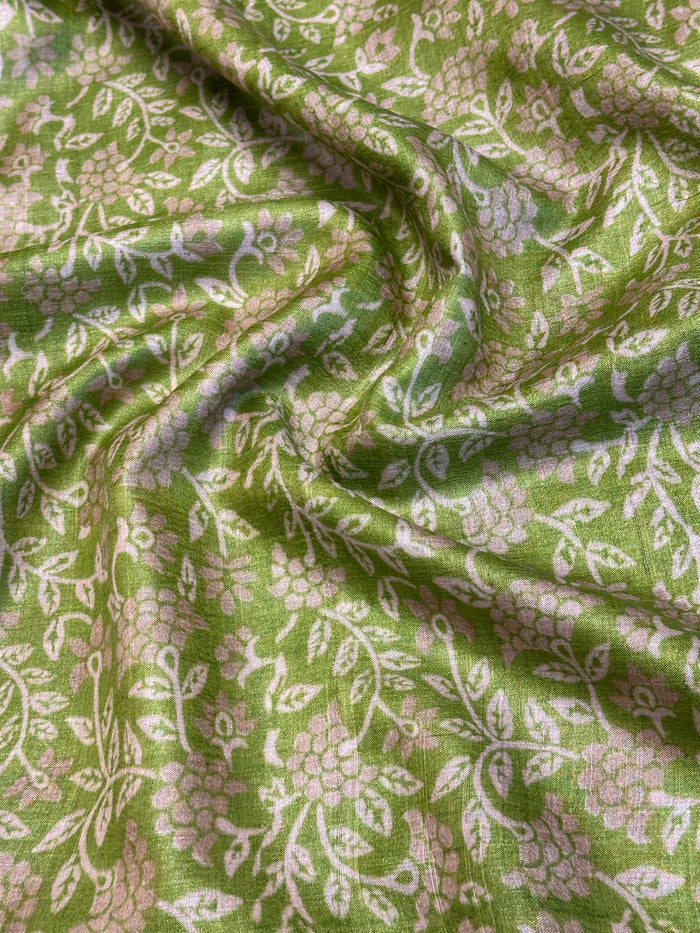 Maya Honeysuckle Tussar Saree - Green