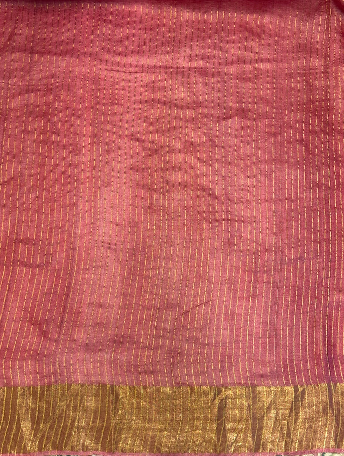 Maya Rosebud Tussar Saree - Pastel Green