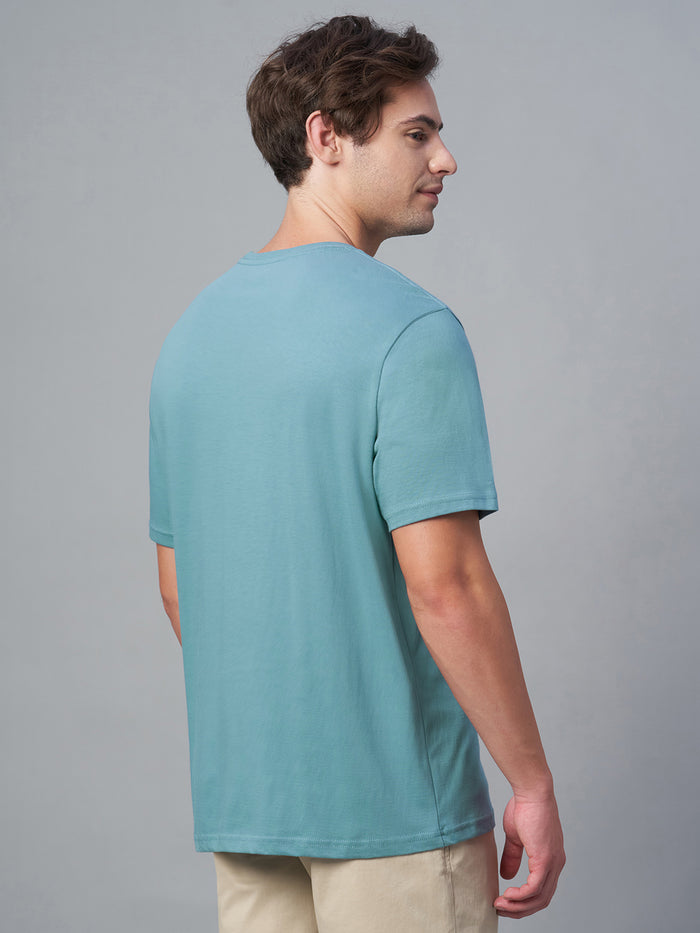 Men's 100% Cotton Crew Neck T Shirt Blue