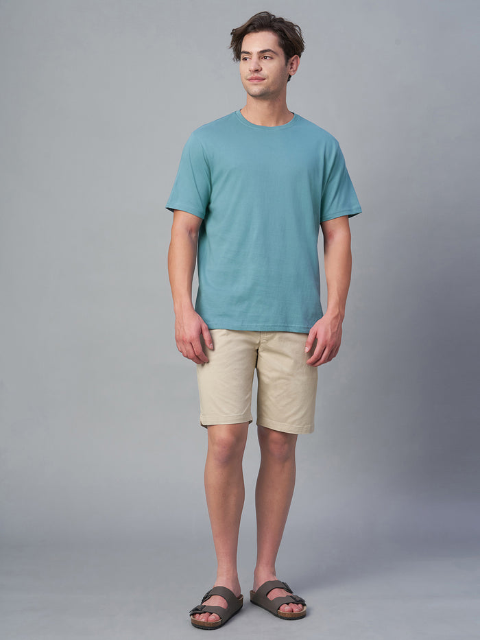 Men's 100% Cotton Crew Neck T Shirt Blue