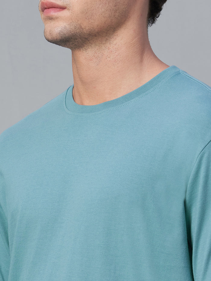 Men's 100% Cotton Crew Neck T Shirt Blue