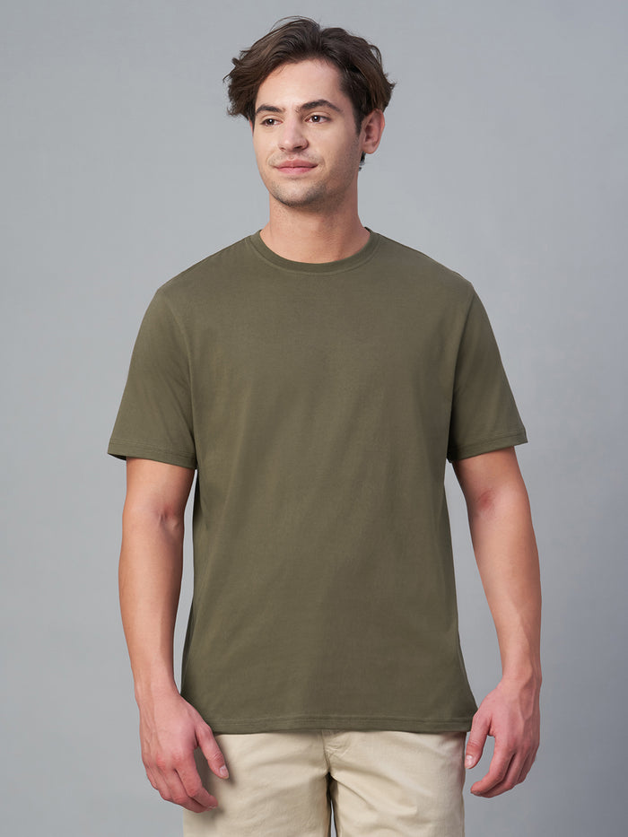 Men's 100% Cotton Crew Neck T Shirt Brown