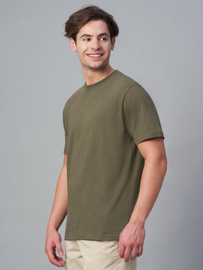 Men's 100% Cotton Crew Neck T Shirt Brown