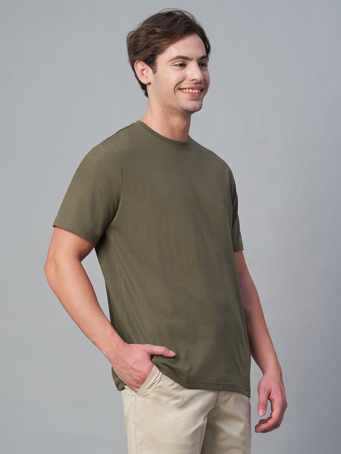 Men's 100% Cotton Crew Neck T Shirt Brown