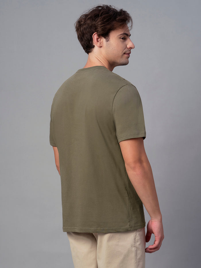 Men's 100% Cotton Crew Neck T Shirt Brown