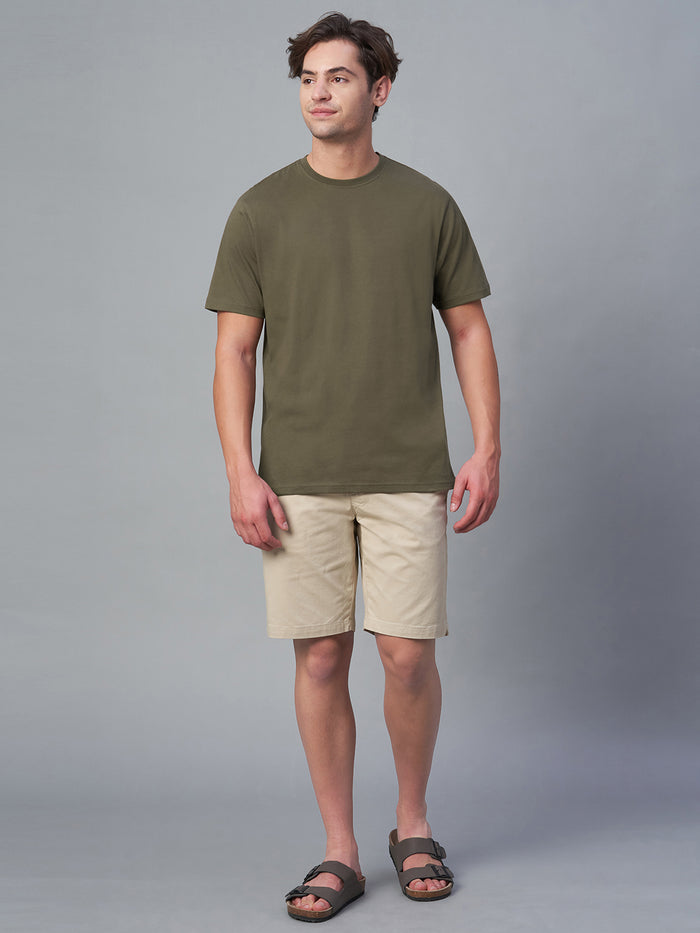 Men's 100% Cotton Crew Neck T Shirt Brown