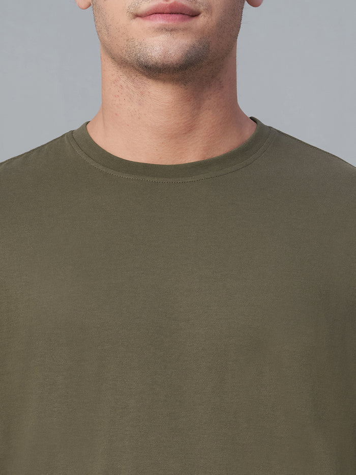 Men's 100% Cotton Crew Neck T Shirt Brown