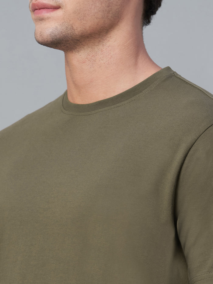 Men's 100% Cotton Crew Neck T Shirt Brown