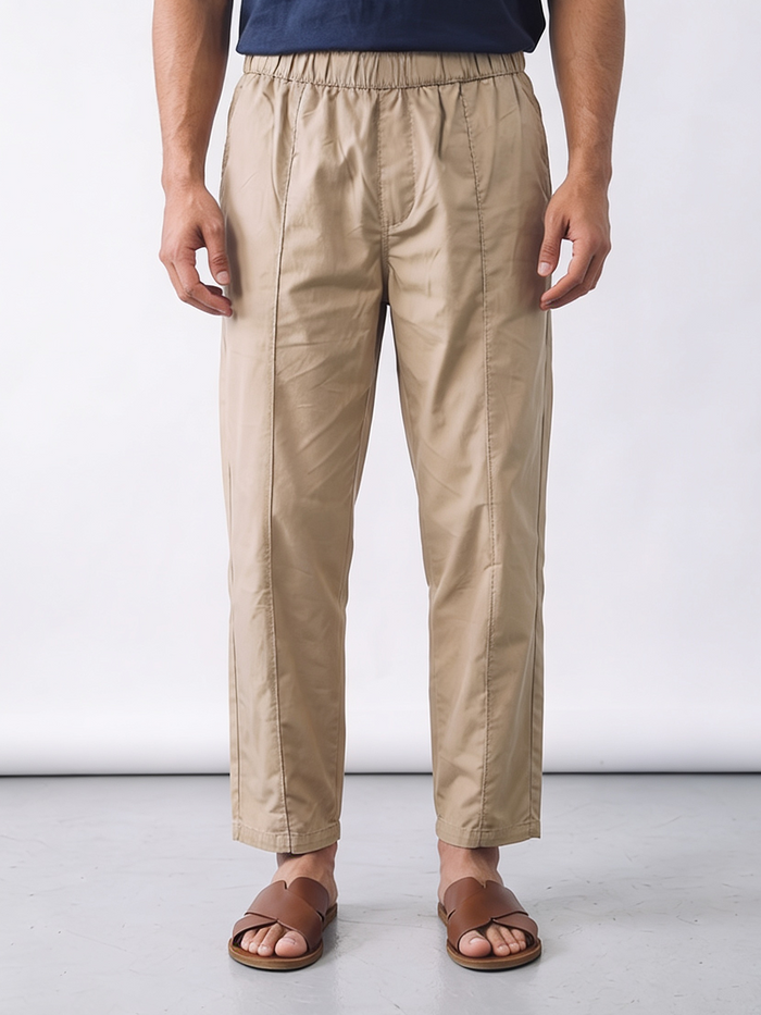 Men's 100% Cotton Loose Fit Pants Button Zip Khaki