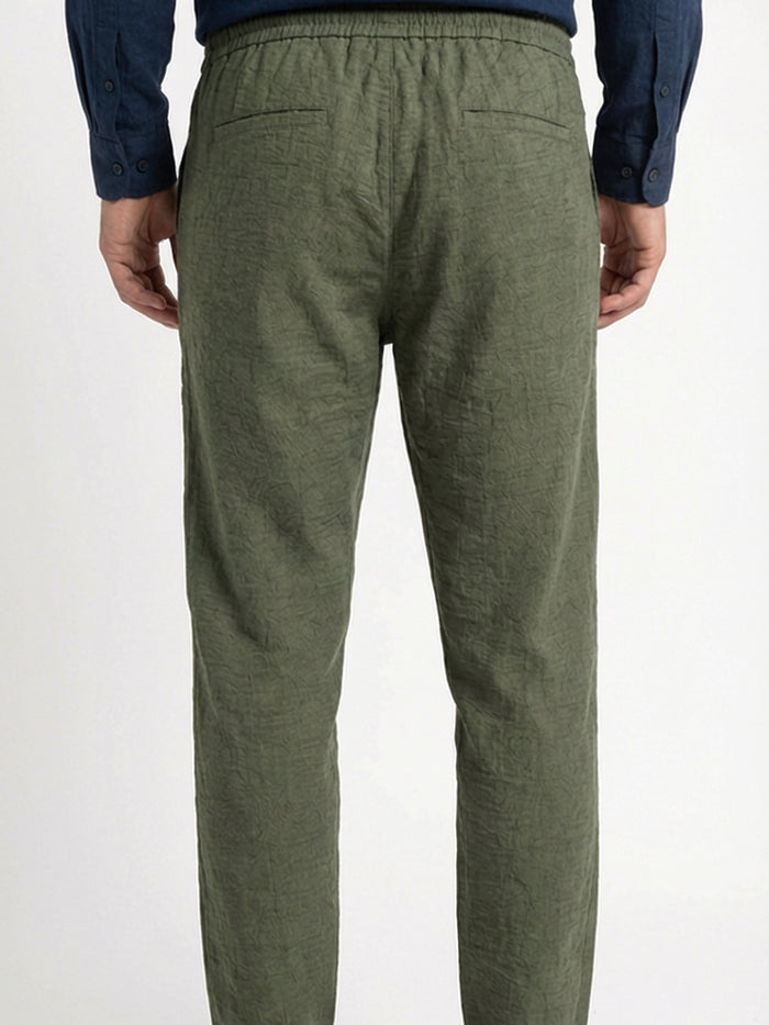 Men's 100% Cotton Regular Fit Side Pocket Pants Olive