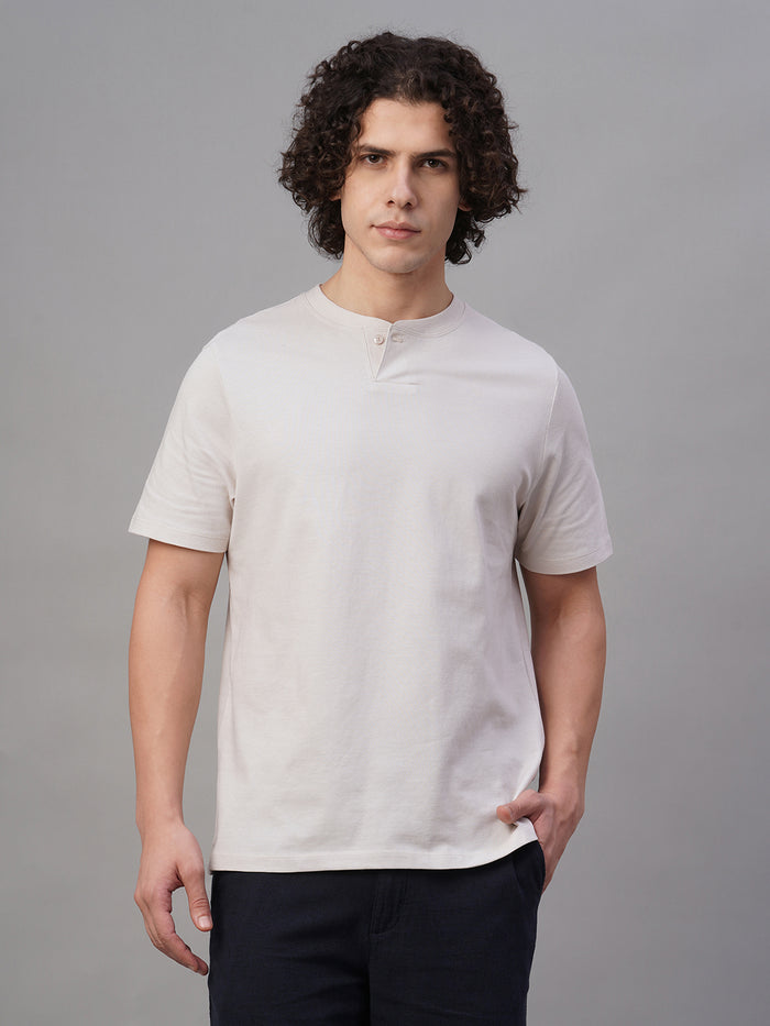 Men's 100% Cotton Regular Fit Tshirt Chalk