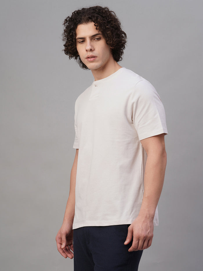 Men's 100% Cotton Regular Fit Tshirt Chalk