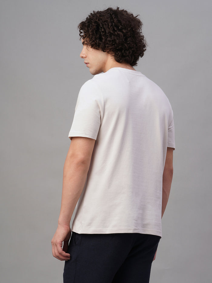 Men's 100% Cotton Regular Fit Tshirt Chalk