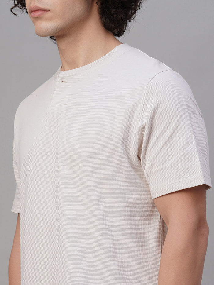 Men's 100% Cotton Regular Fit Tshirt Chalk