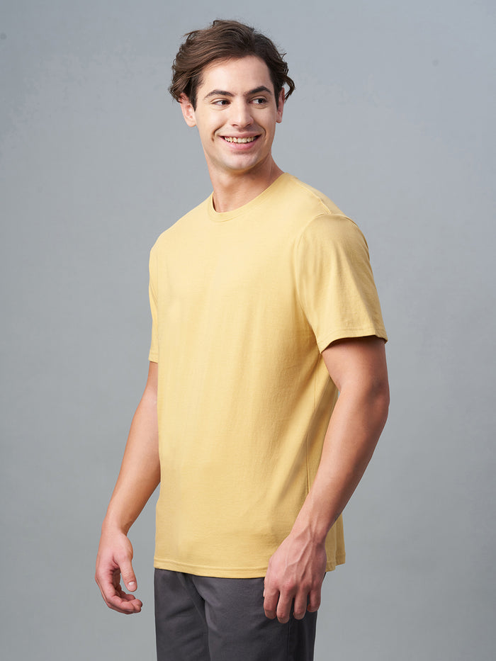Men's 100% Cotton Regular Fit Tshirt Mustard