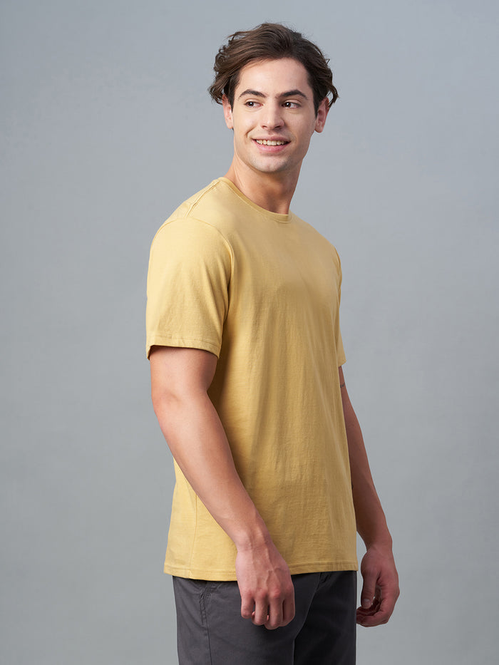 Men's 100% Cotton Regular Fit Tshirt Mustard