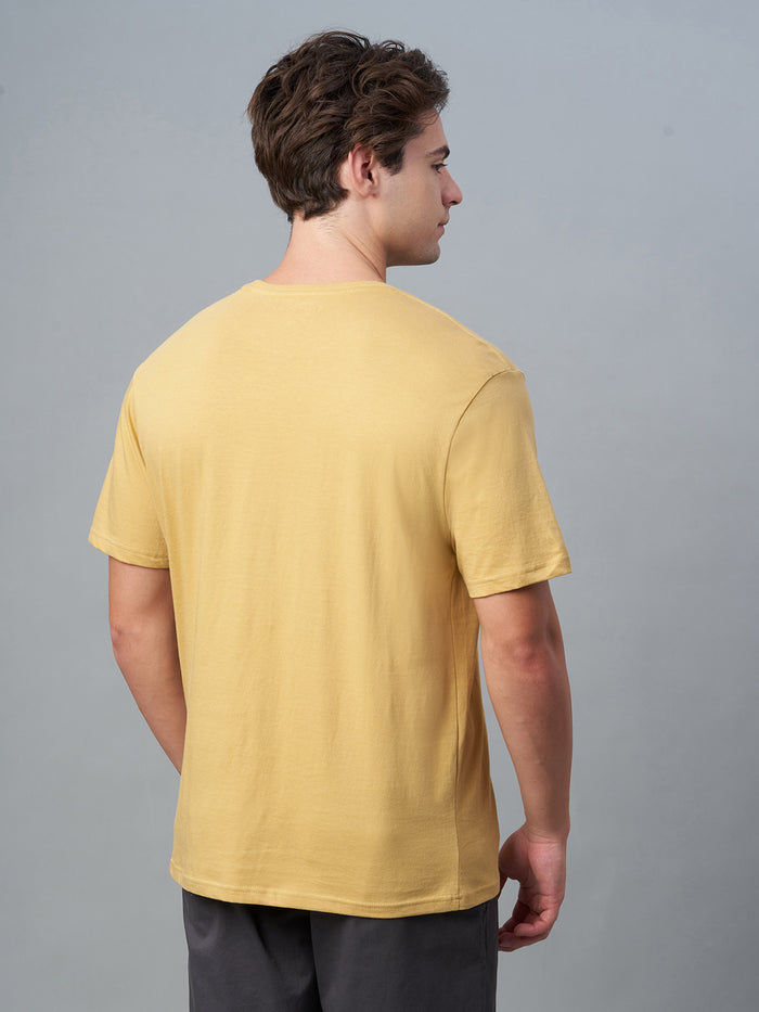 Men's 100% Cotton Regular Fit Tshirt Mustard