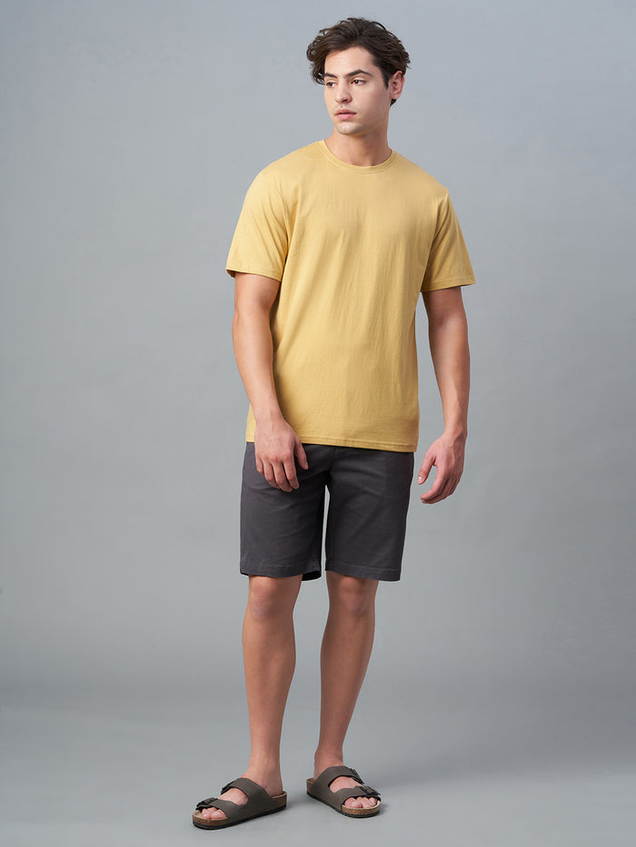 Men's 100% Cotton Regular Fit Tshirt Mustard