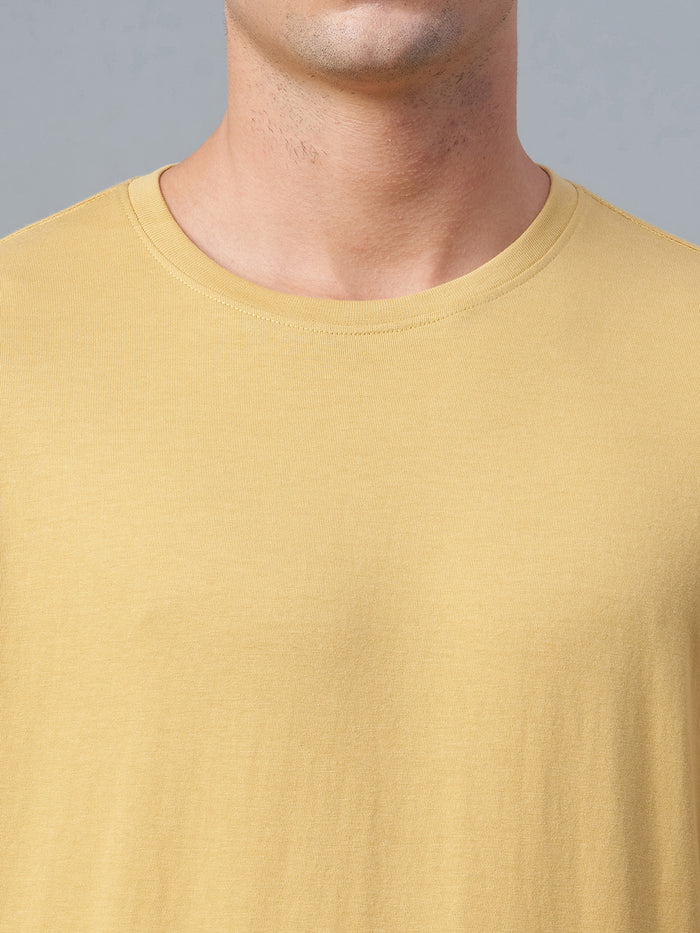 Men's 100% Cotton Regular Fit Tshirt Mustard