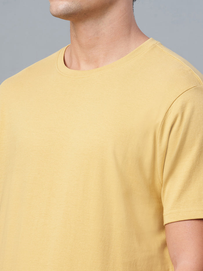 Men's 100% Cotton Regular Fit Tshirt Mustard