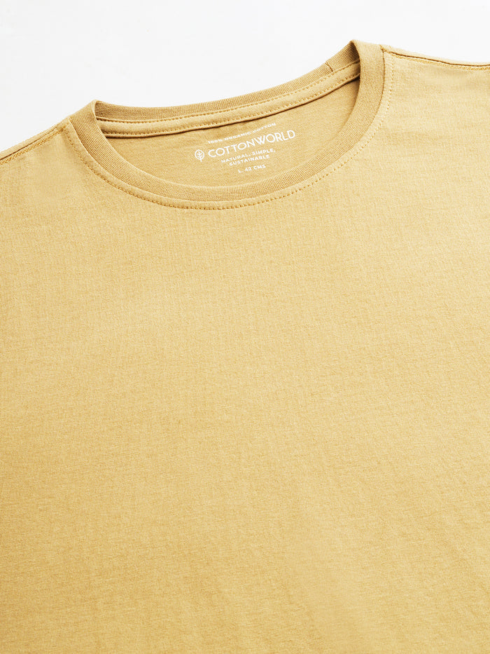 Men's 100% Cotton Regular Fit Tshirt Mustard
