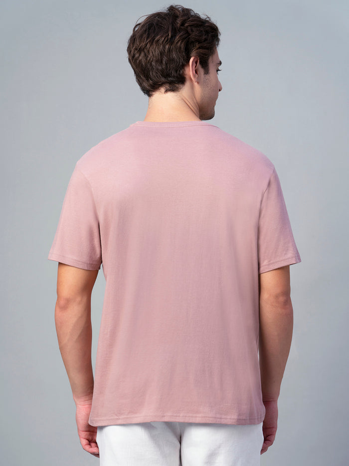 Men's 100% Cotton Round Neck T Shirt Pink