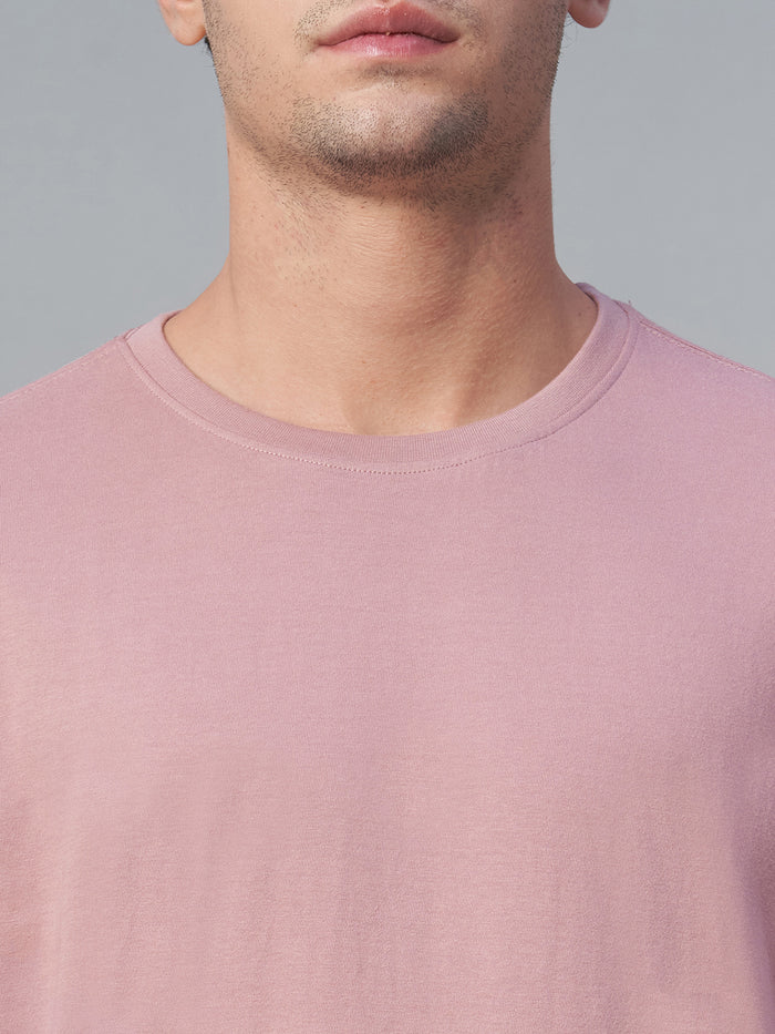 Men's 100% Cotton Round Neck T Shirt Pink