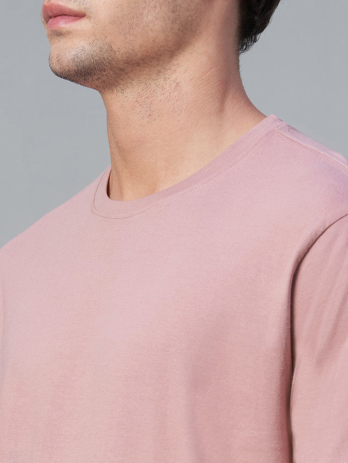 Men's 100% Cotton Round Neck T Shirt Pink