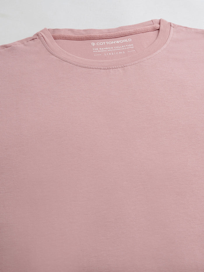 Men's 100% Cotton Round Neck T Shirt Pink