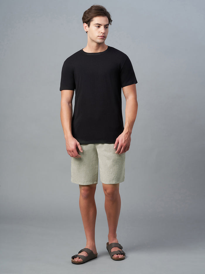 Men's Cotton Linen Regular Fit Shorts LT Brown