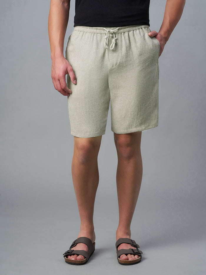 Men's Cotton Linen Regular Fit Shorts LT Brown