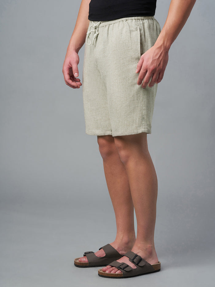 Men's Cotton Linen Regular Fit Shorts LT Brown