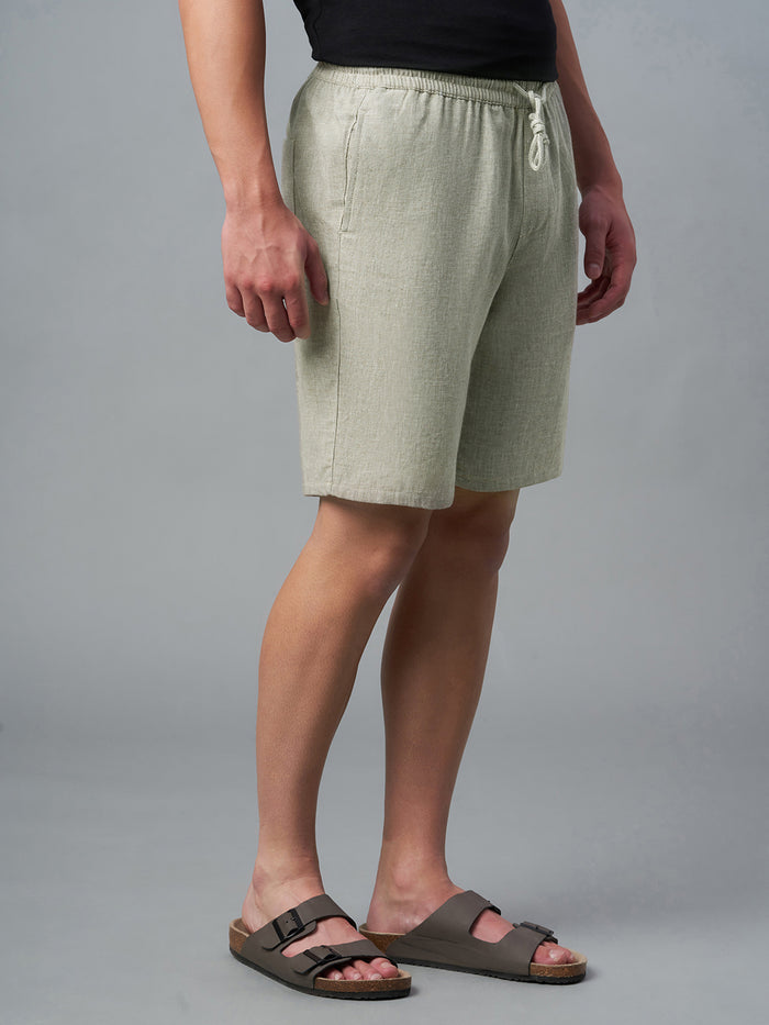 Men's Cotton Linen Regular Fit Shorts LT Brown