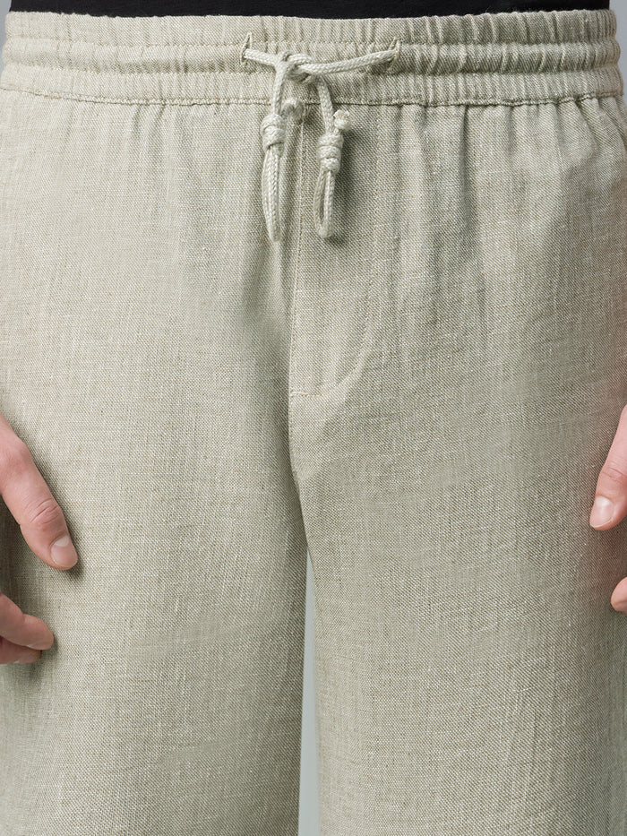 Men's Cotton Linen Regular Fit Shorts LT Brown